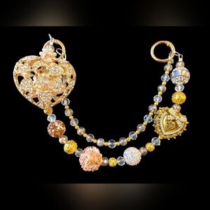 Elegant Gold and Silver Heart Bag Charm